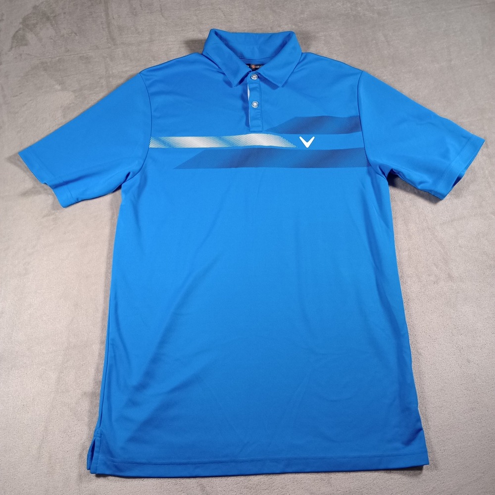 Callaway Polo Shirt Mens Large Blue Opti-Dri Graphic Short Sleeve Golf Athletic
